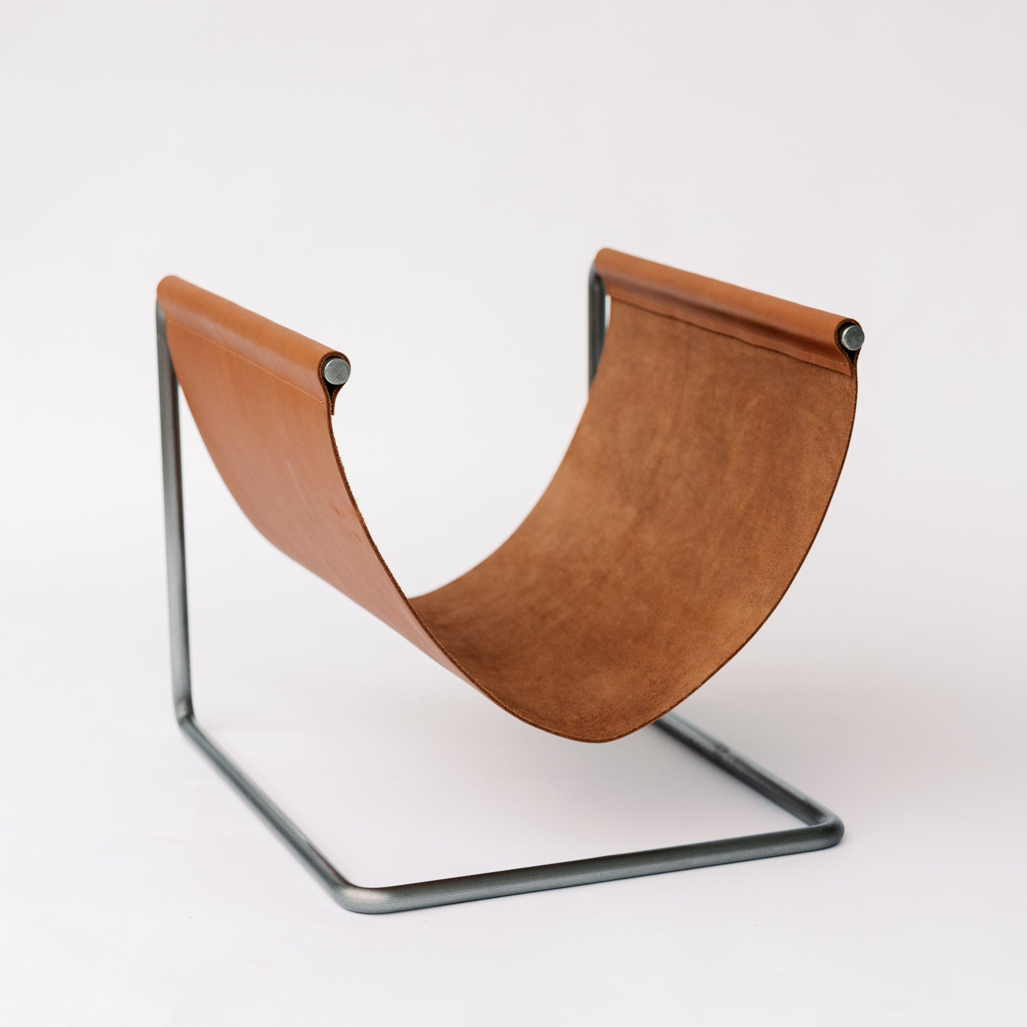 Steel and Leather Indoor Wood Holder