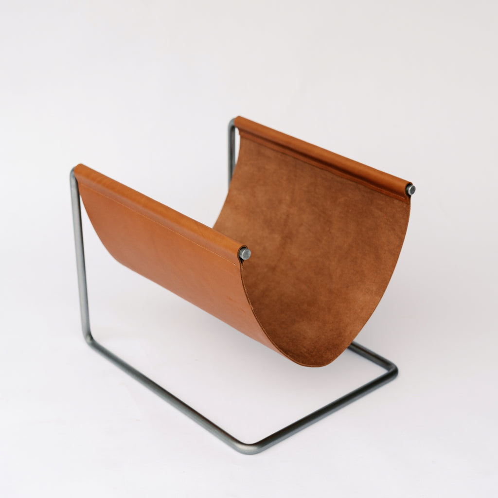 Steel and Leather Indoor Wood Holder