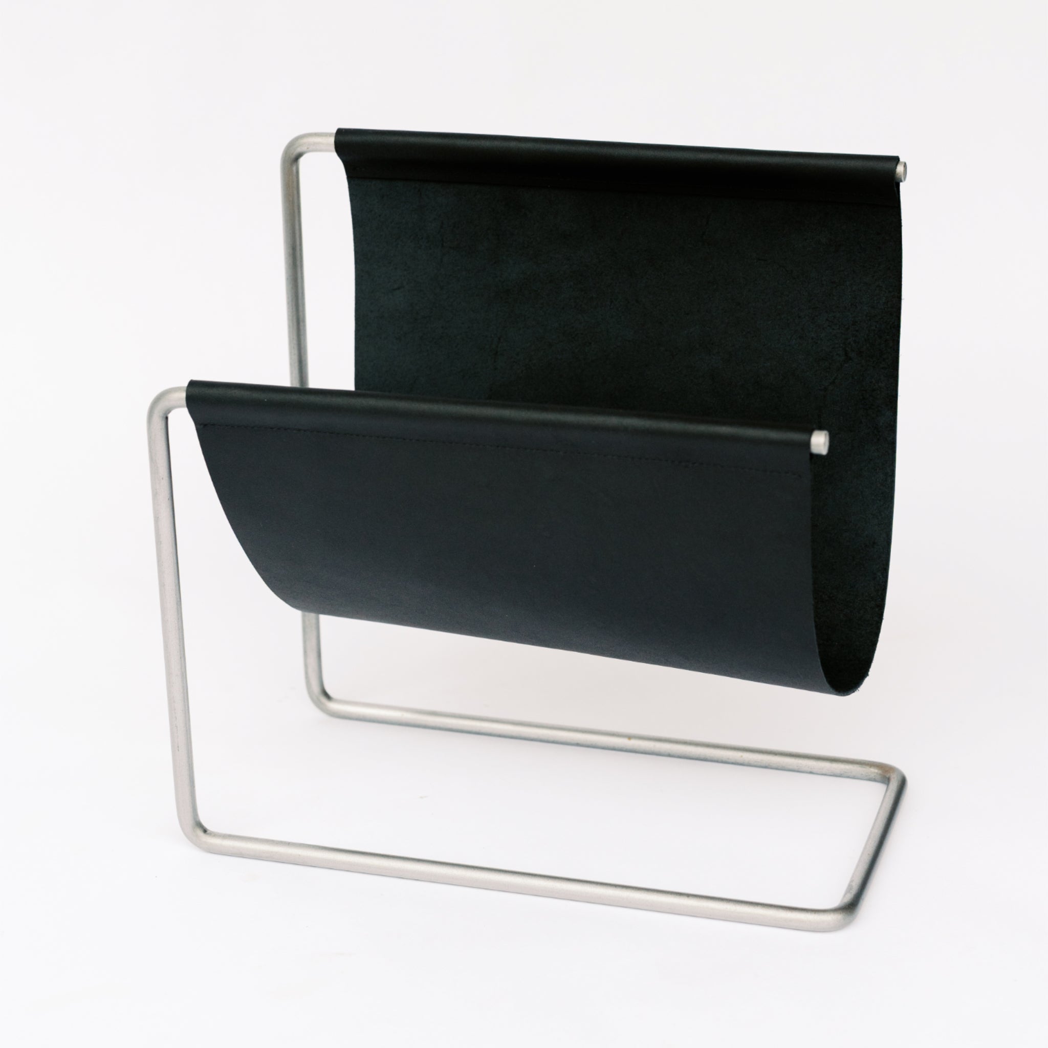Steel and Leather Magazine Rack