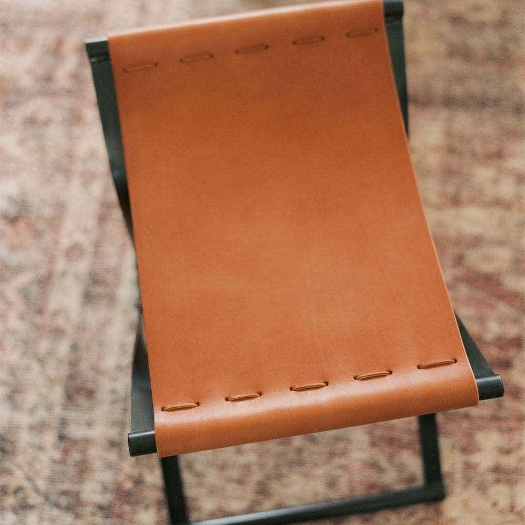 Steel & Leather Folding Stool