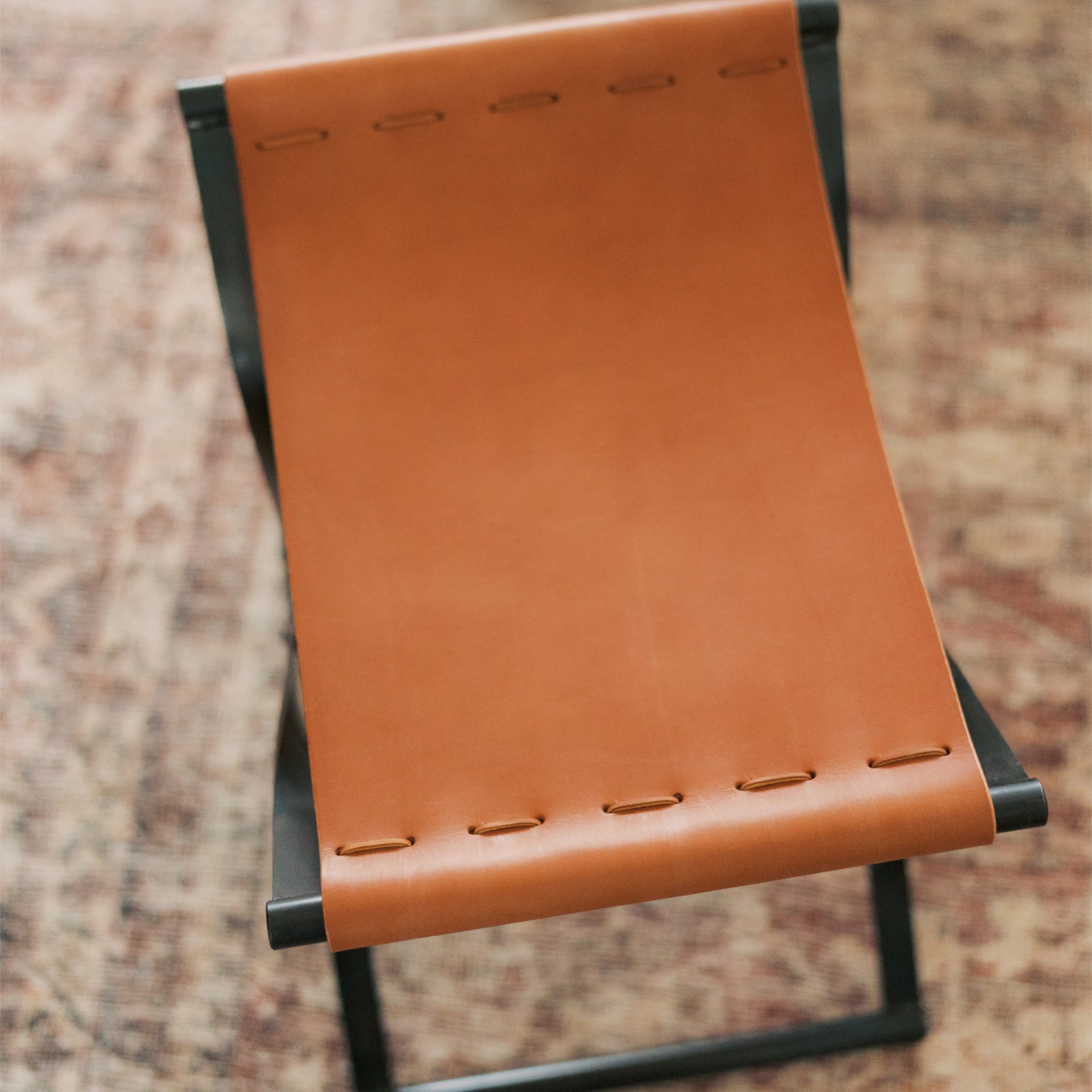 Steel & Leather Folding Stool
