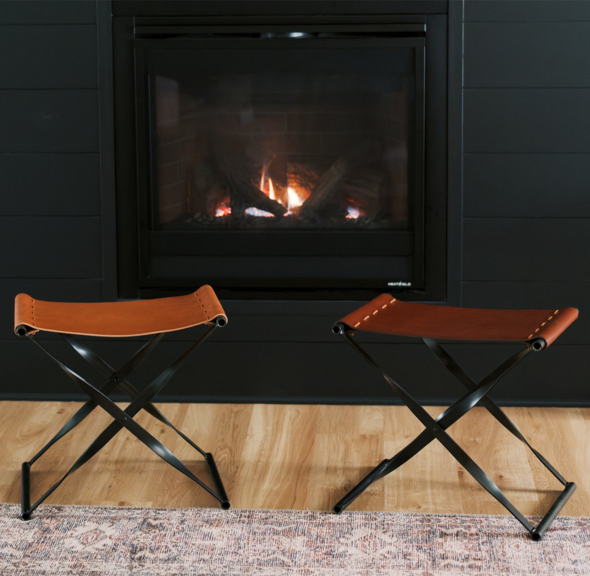 Steel & Leather Folding Stool