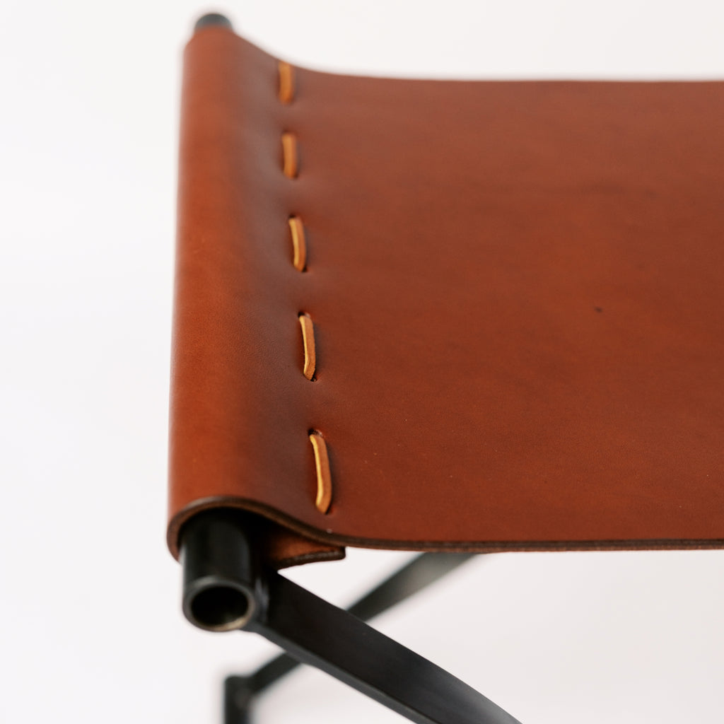 Steel & Leather Folding Stool